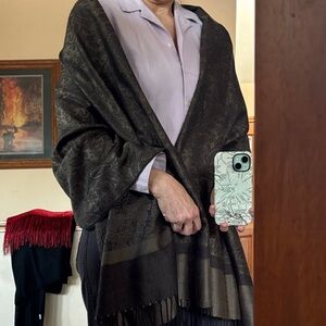 Brown and Black Pashmina Paisley Shawl - Nearly New